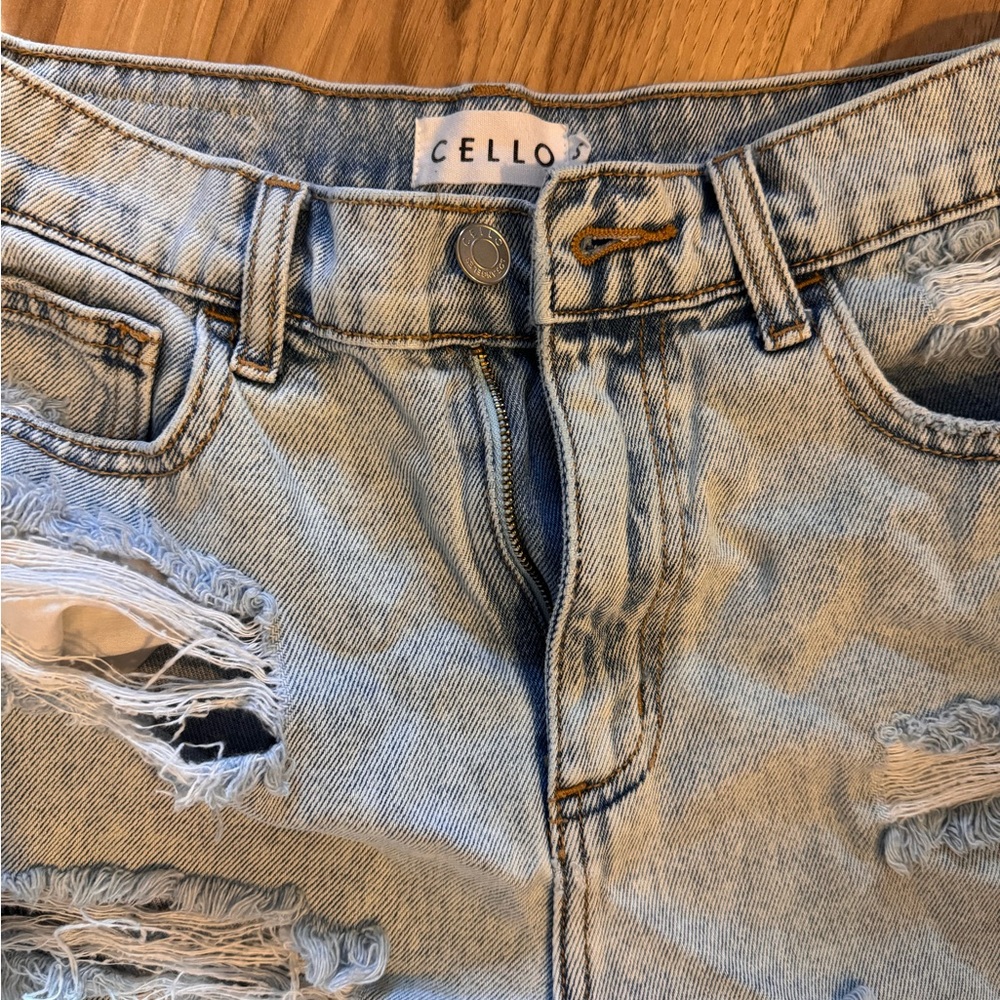 Cello denim distressed shorts